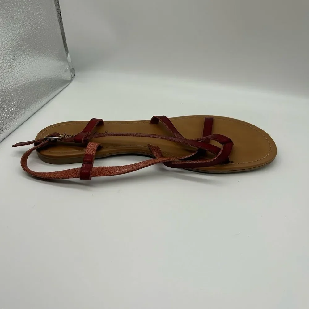 American Eagle Outfitters Women's Red Strappy Thong Sandals Size 9.5